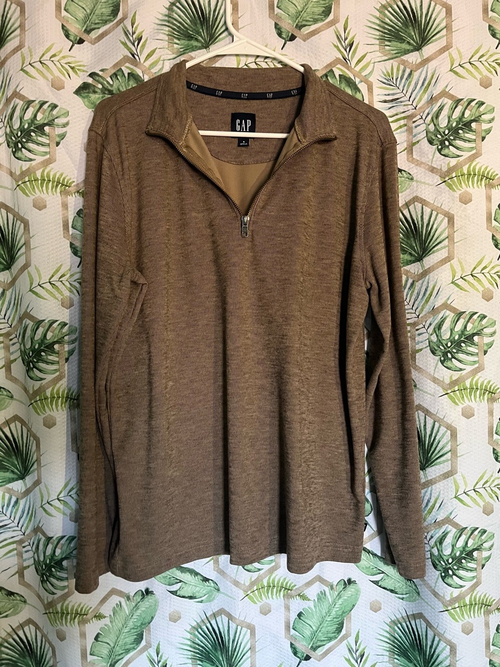 GAP Men's Olive-Brown Half-Zip Sweater